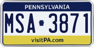 PA license plate MSA3871