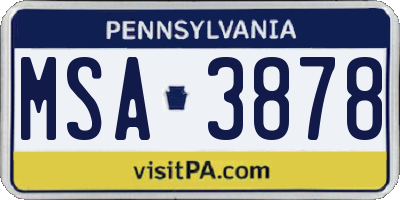 PA license plate MSA3878