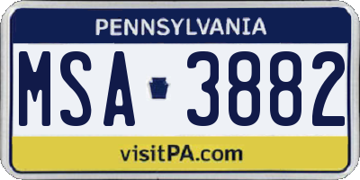 PA license plate MSA3882
