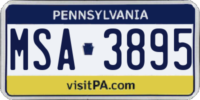 PA license plate MSA3895