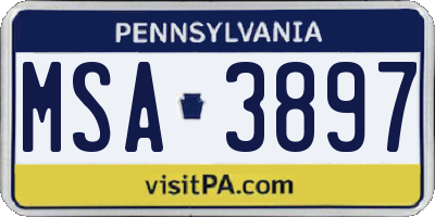 PA license plate MSA3897