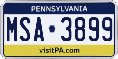 PA license plate MSA3899
