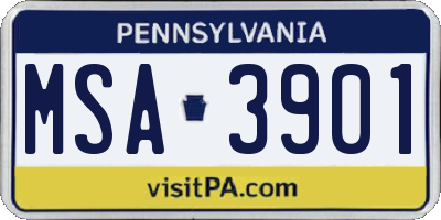 PA license plate MSA3901