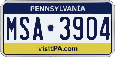 PA license plate MSA3904