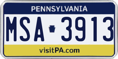PA license plate MSA3913