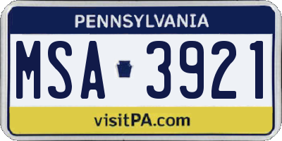 PA license plate MSA3921