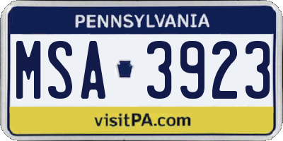 PA license plate MSA3923