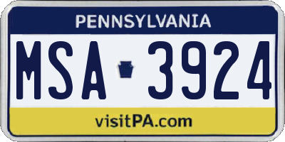 PA license plate MSA3924
