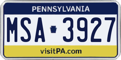 PA license plate MSA3927