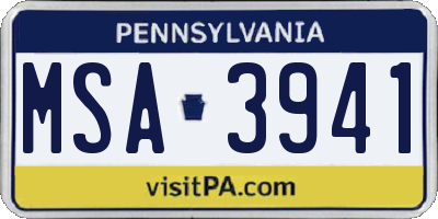 PA license plate MSA3941
