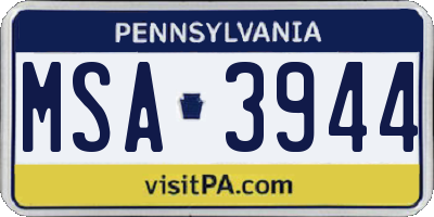 PA license plate MSA3944