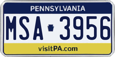 PA license plate MSA3956