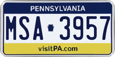 PA license plate MSA3957