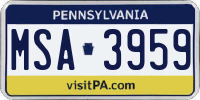 PA license plate MSA3959