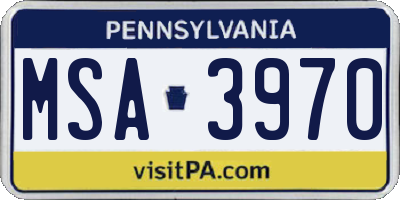 PA license plate MSA3970