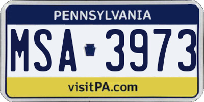 PA license plate MSA3973