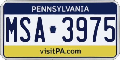 PA license plate MSA3975