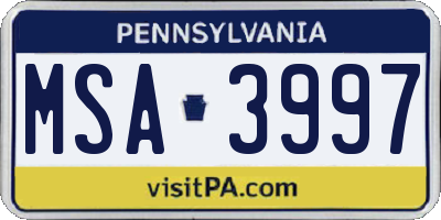 PA license plate MSA3997