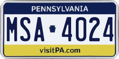 PA license plate MSA4024