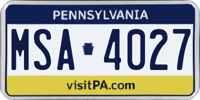 PA license plate MSA4027