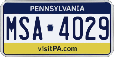 PA license plate MSA4029