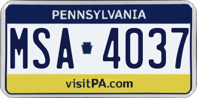 PA license plate MSA4037
