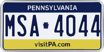 PA license plate MSA4044