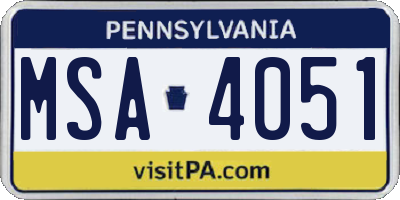 PA license plate MSA4051