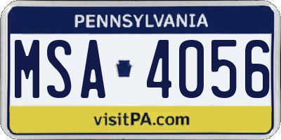 PA license plate MSA4056