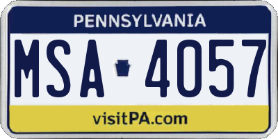 PA license plate MSA4057