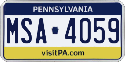 PA license plate MSA4059