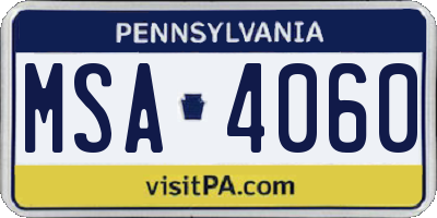 PA license plate MSA4060