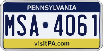 PA license plate MSA4061