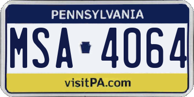 PA license plate MSA4064