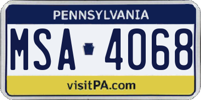 PA license plate MSA4068