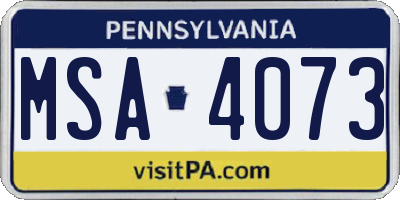 PA license plate MSA4073