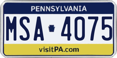 PA license plate MSA4075