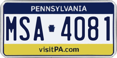 PA license plate MSA4081