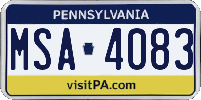 PA license plate MSA4083
