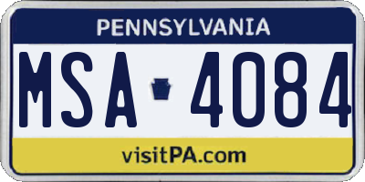 PA license plate MSA4084