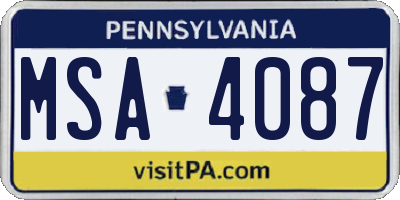 PA license plate MSA4087