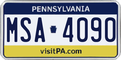PA license plate MSA4090