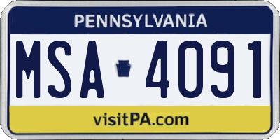PA license plate MSA4091