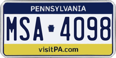 PA license plate MSA4098