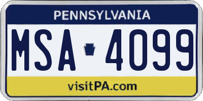 PA license plate MSA4099