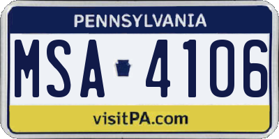 PA license plate MSA4106