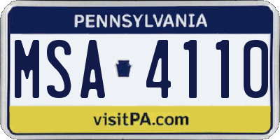 PA license plate MSA4110