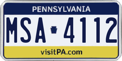 PA license plate MSA4112