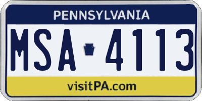 PA license plate MSA4113