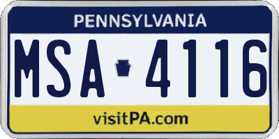 PA license plate MSA4116